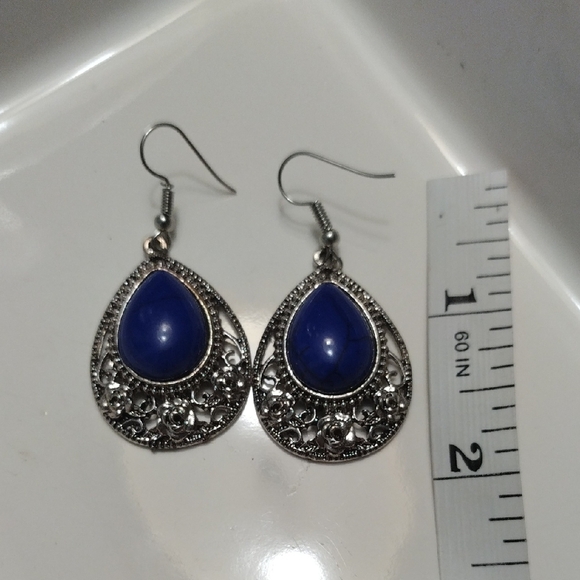 Turquoise/Silver And Blue/Silver Teardrop. Orange/Red Chandelier Style - Picture 6 of 9